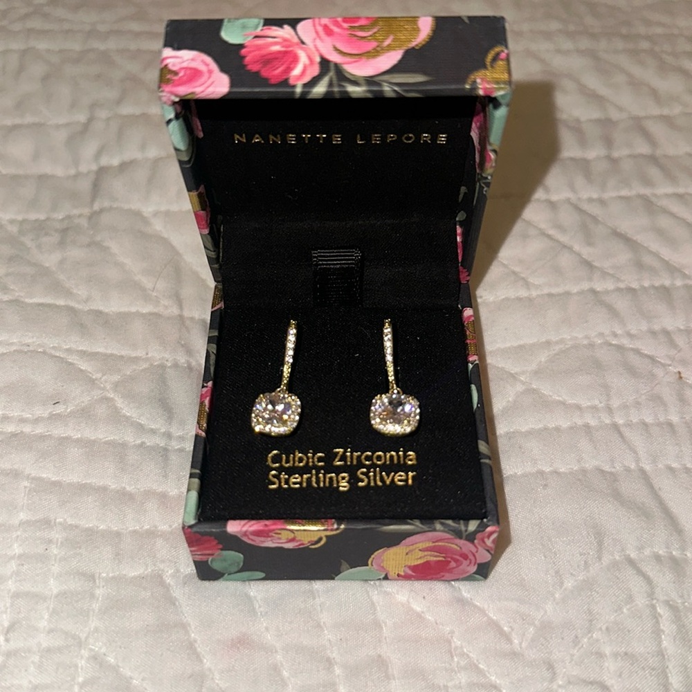 NWT Nanette Lepore Cubic Zirconia Sterling Silver Earrings